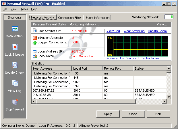 3B Personal Firewall Pro Screenshot